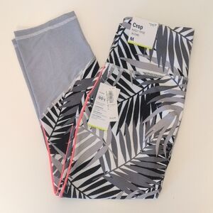 Old Navy Black and Gray Leaf Print Leggings